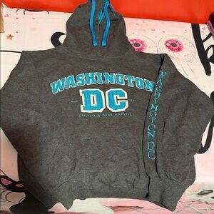 Washington D.C. Hoodie Men's Large Gray Blue Embroidered Sz M Great Condition